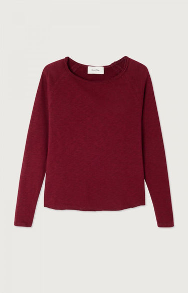 T-SHIRT FEMME DROIT ML COL BATE BORDEAUX BORDEAUX