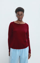 T-SHIRT FEMME DROIT ML COL BATE BORDEAUX BORDEAUX