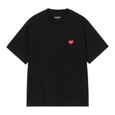 T-SHIRT FEMME W' S/S HEART PATCH NOIR NOIR