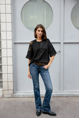 T-SHIRT FEMME TIZAY LACE NOIR NOIR