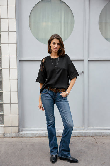 T-SHIRT FEMME TIZAY LACE NOIR NOIR