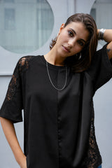 T-SHIRT FEMME TIZAY LACE NOIR NOIR