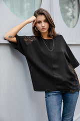 T-SHIRT FEMME TIZAY LACE NOIR NOIR