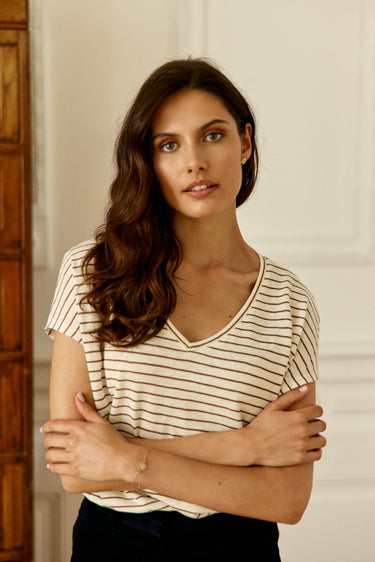 T-SHIRT FEMME MARCELINA ECRU/CAMEL ECRU/CAMEL