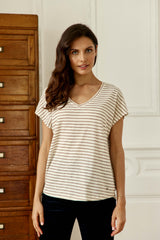 T-SHIRT FEMME MARCELINA ECRU/CAMEL ECRU/CAMEL