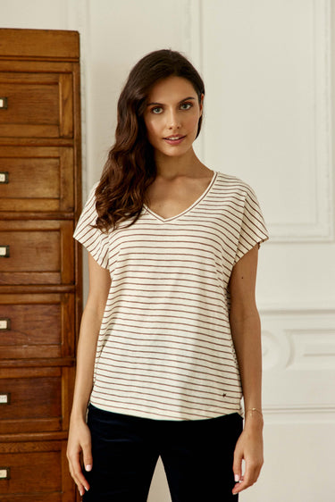 T-SHIRT FEMME MARCELINA ECRU/CAMEL ECRU/CAMEL