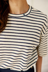T-SHIRT FEMME TAIS ECRU/MARINE ECRU/MARINE