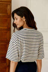 T-SHIRT FEMME TAIS ECRU/MARINE ECRU/MARINE