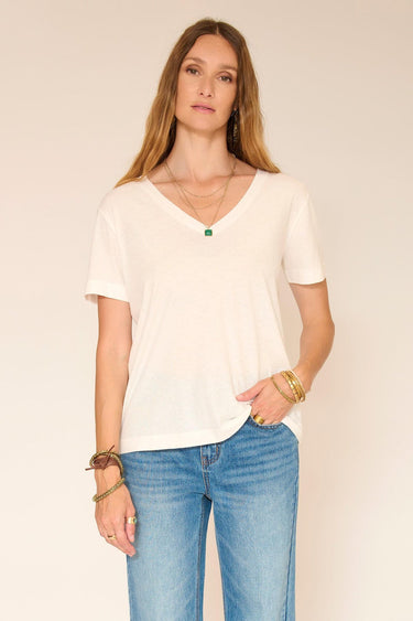 T-shirt MKT Studio Tony col V blanc