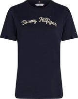 T-SHIRT FEMME REG SCRIPT C-NK SS MARINE MARINE