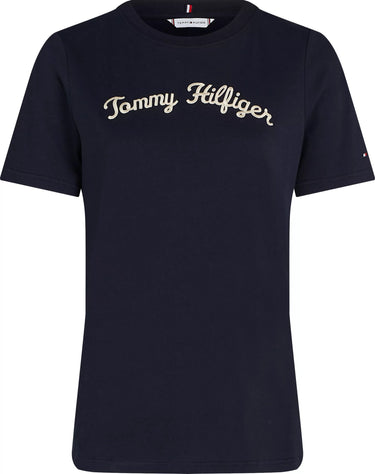 T-SHIRT FEMME REG SCRIPT C-NK SS MARINE MARINE