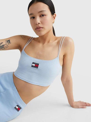 T-SHIRT FEMME CROP RIB BADGE CIEL CIEL