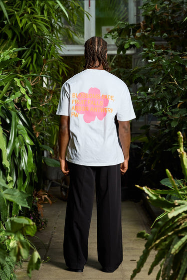 T-SHIRT HOMME PINK/ORANGE BLOSSOMS BLANC BLANC
