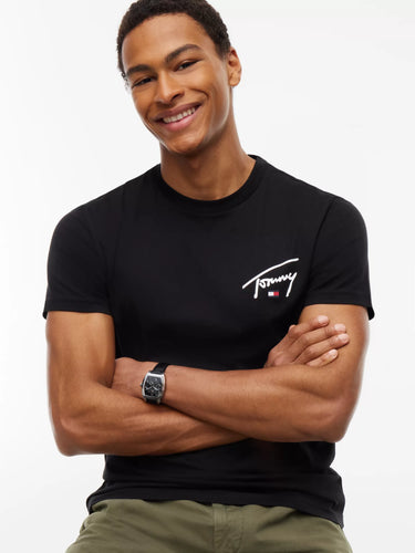 T-SHIRT HOMME SLIM SIGNATURE C NOIR NOIR