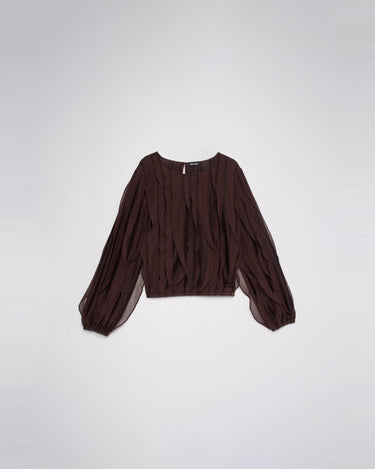TOP FEMME VOLANTS MARRON MARRON