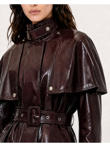 Veste Berenice Gulia vinyle bordeaux à cape – vue 3