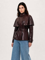Veste Berenice Gulia vinyle bordeaux à cape – vue 6