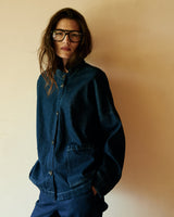 Veste Hartford Vally denim col mao bleu indigo – vue 6
