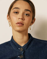 Veste Hartford Vally denim col mao bleu indigo – vue 7