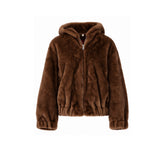 Blouson Oakwood Lise fausse fourrure à capuche choco – vue 1