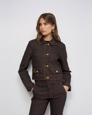 VESTE FEMME DENIM MARRON MARRON