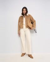 VESTE FEMME PEAU LAINEE CAMEL CAMEL