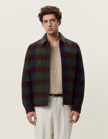 VESTE HOMME CHECK WOOL ZIPPER COACH VERT VERT
