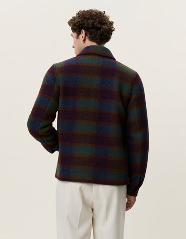 VESTE HOMME CHECK WOOL ZIPPER COACH VERT VERT