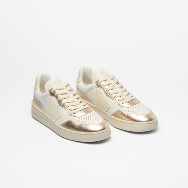 BASKETS FEMME V90 BLANC/DORÉ BLANC/DORÉ