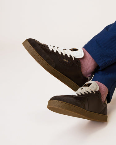 BASKETS HOMME LUMBO LEATHER-SUE MARRON MARRON