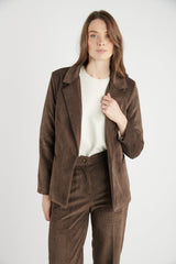 BLAZER FEMME AMPLE FANT VELOUR MARRON MARRON
