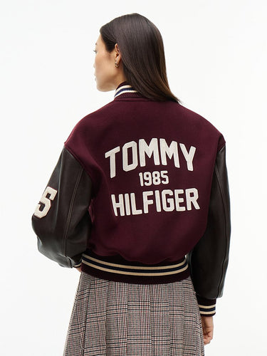 BLOUSON FEMME WOOL LEATHER VARSITY BORDEAUX BORDEAUX