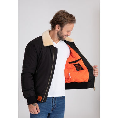 BLOUSON HOMME COL MOUTON NOIR NOIR