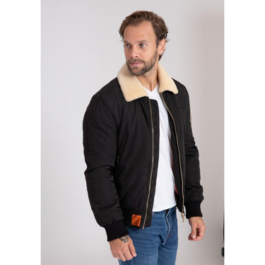 BLOUSON HOMME COL MOUTON NOIR NOIR