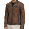 BLOUSON HOMME BIKER MARRON MARRON