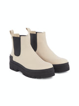 BOTTES FEMME CASUAL LEATHER FLAT CREME CREME