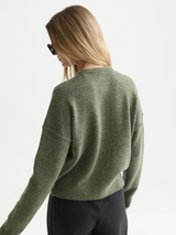 CARDIGAN FEMME FUZZY RELAXED VERT VERT