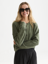 CARDIGAN FEMME FUZZY RELAXED VERT VERT