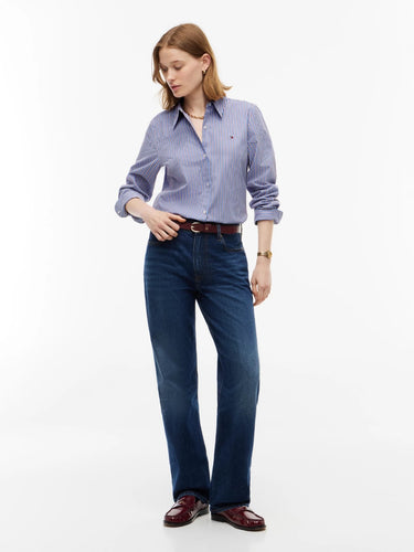 CHEMISE FEMME POPLIN REGULAR BLEU BLEU