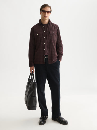 CHEMISE HOMME CORDUROY CHECKED RELAXED MARRON MARRON