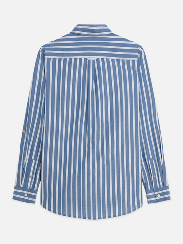 CHEMISE HOMME YARN-DYED STRIPED REGULAR MARINE MARINE