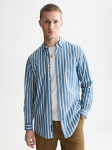 CHEMISE HOMME YARN-DYED STRIPED REGULAR MARINE MARINE
