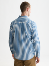 CHEMISE HOMME YARN-DYED STRIPED REGULAR MARINE MARINE