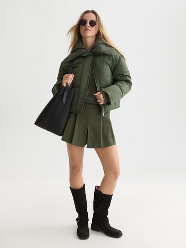 DOUDOUNE FEMME RIB COLLAR SHORT VERT VERT