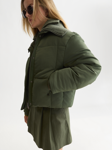 DOUDOUNE FEMME RIB COLLAR SHORT VERT VERT