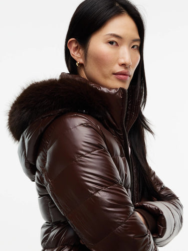 DOUDOUNE FEMME GLOSS DOWN FITTED MARRON MARRON