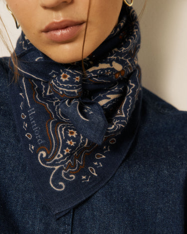 Foulard Hartford Bandana Paisley laine marine – vue 4