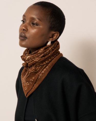 Foulard Hartford Bandana Paisley laine marron – vue 4