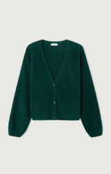GILET FEMME MI-LONG CV BOUTONNE VERT FONCE VERT FONCE