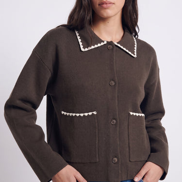 Cardigan Artlove Mirisse col claudine kaki – vue 2